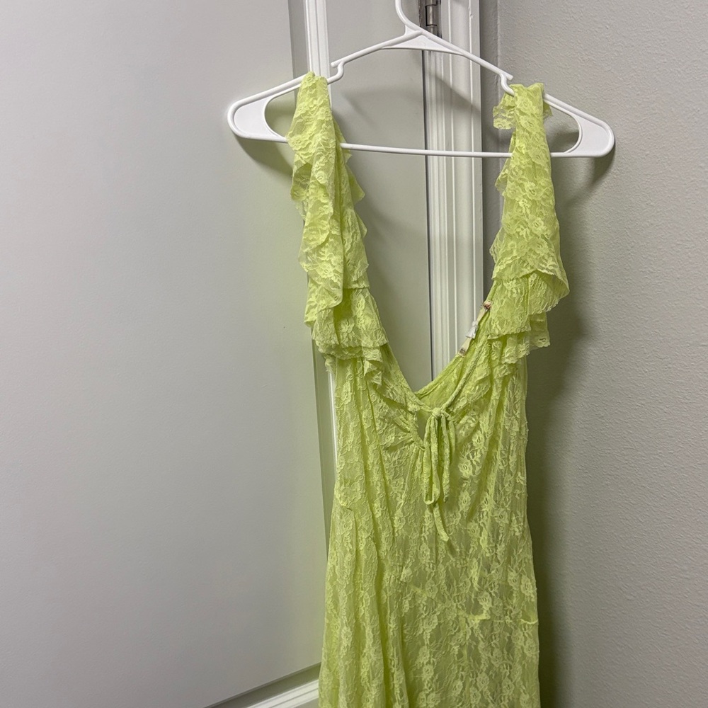 Kimchi Blue Lace Ruffle Dress in Light Green